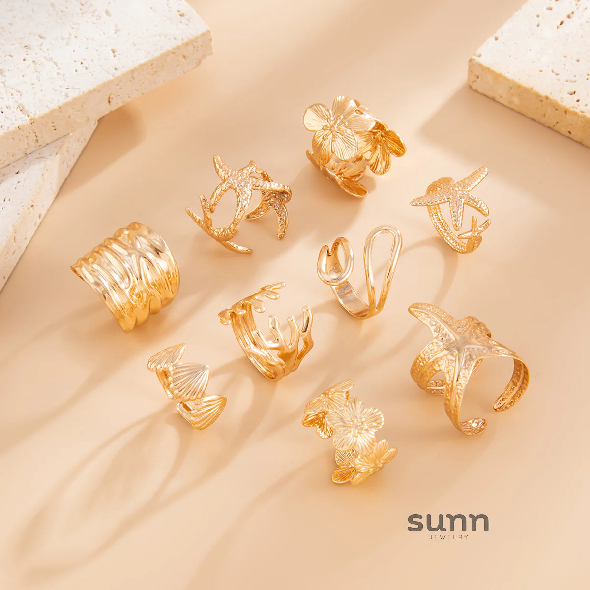 Emmi Starfish Floral Ring Set