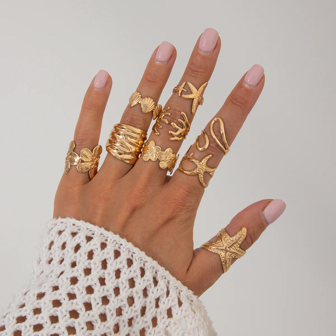 Emmi Starfish Floral Ring Set