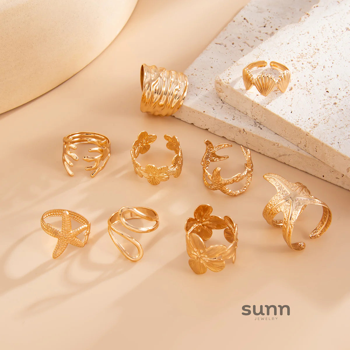 Emmi Starfish Floral Ring Set