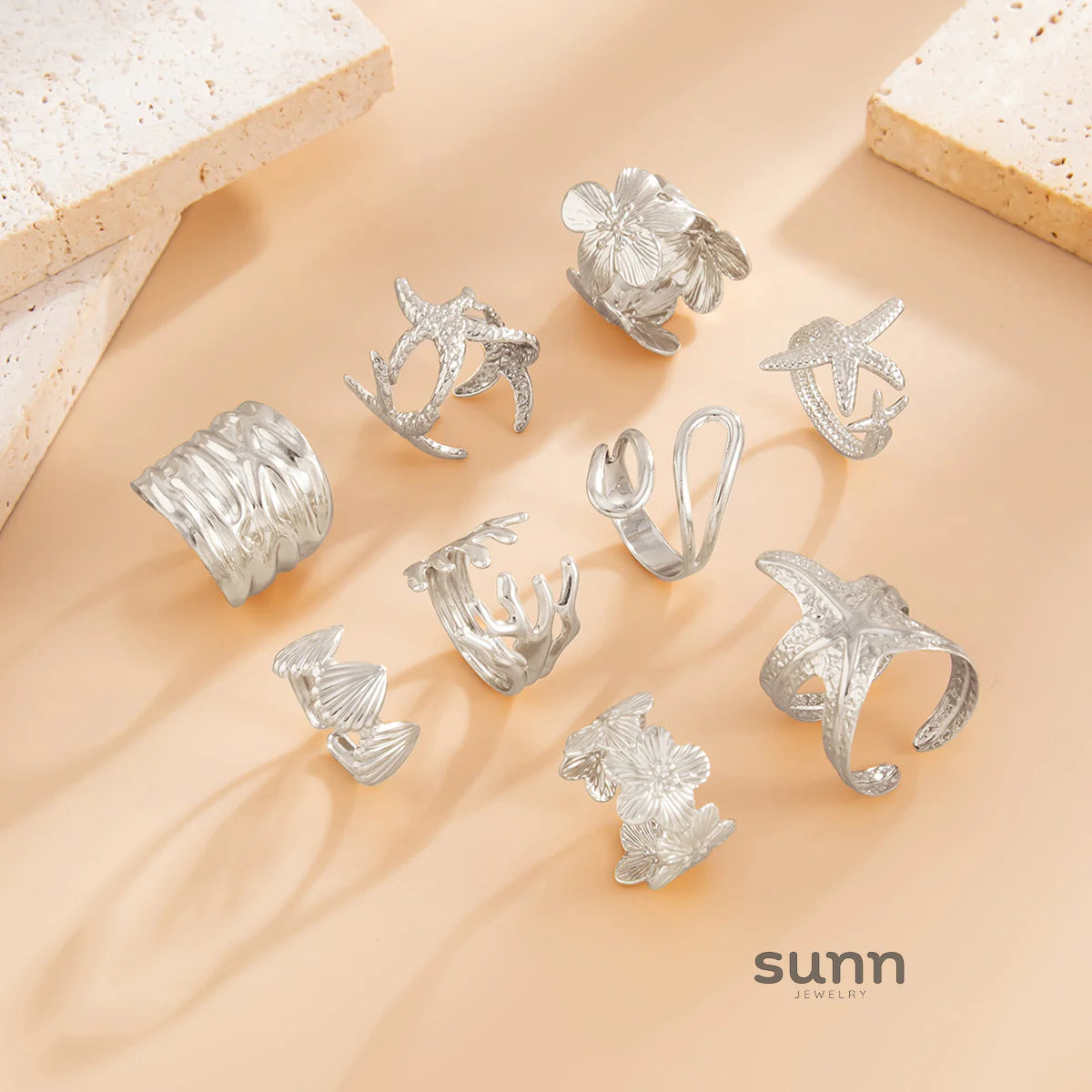 Emmi Starfish Floral Ring Set