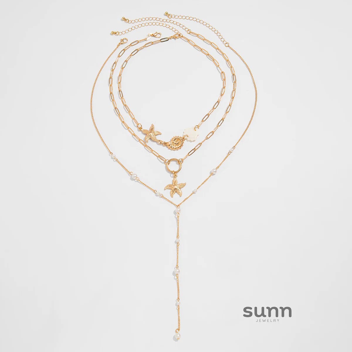 Ena Layered Starfish Necklace Set