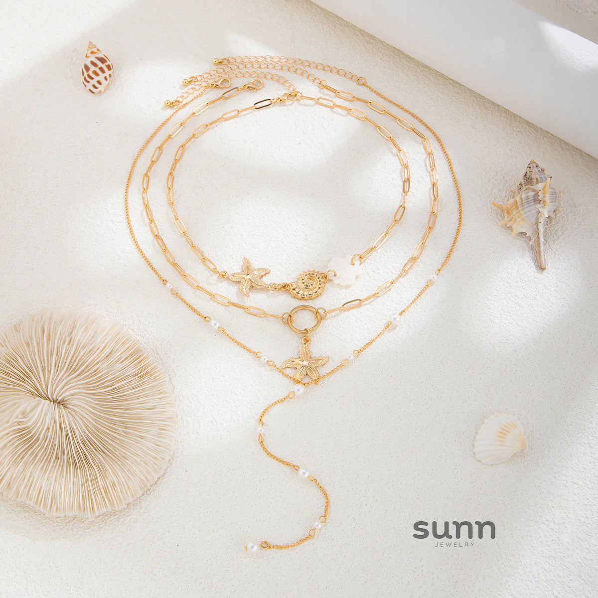 Ena Layered Starfish Necklace Set