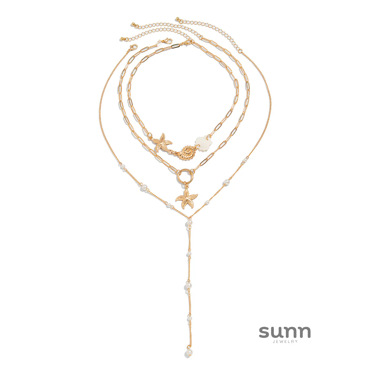 Ena Layered Starfish Necklace Set