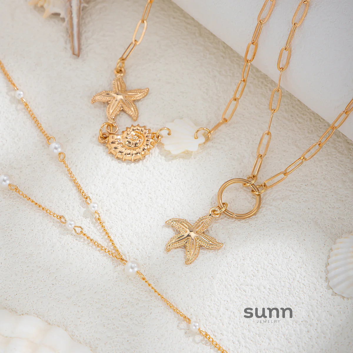 Ena Layered Starfish Necklace Set