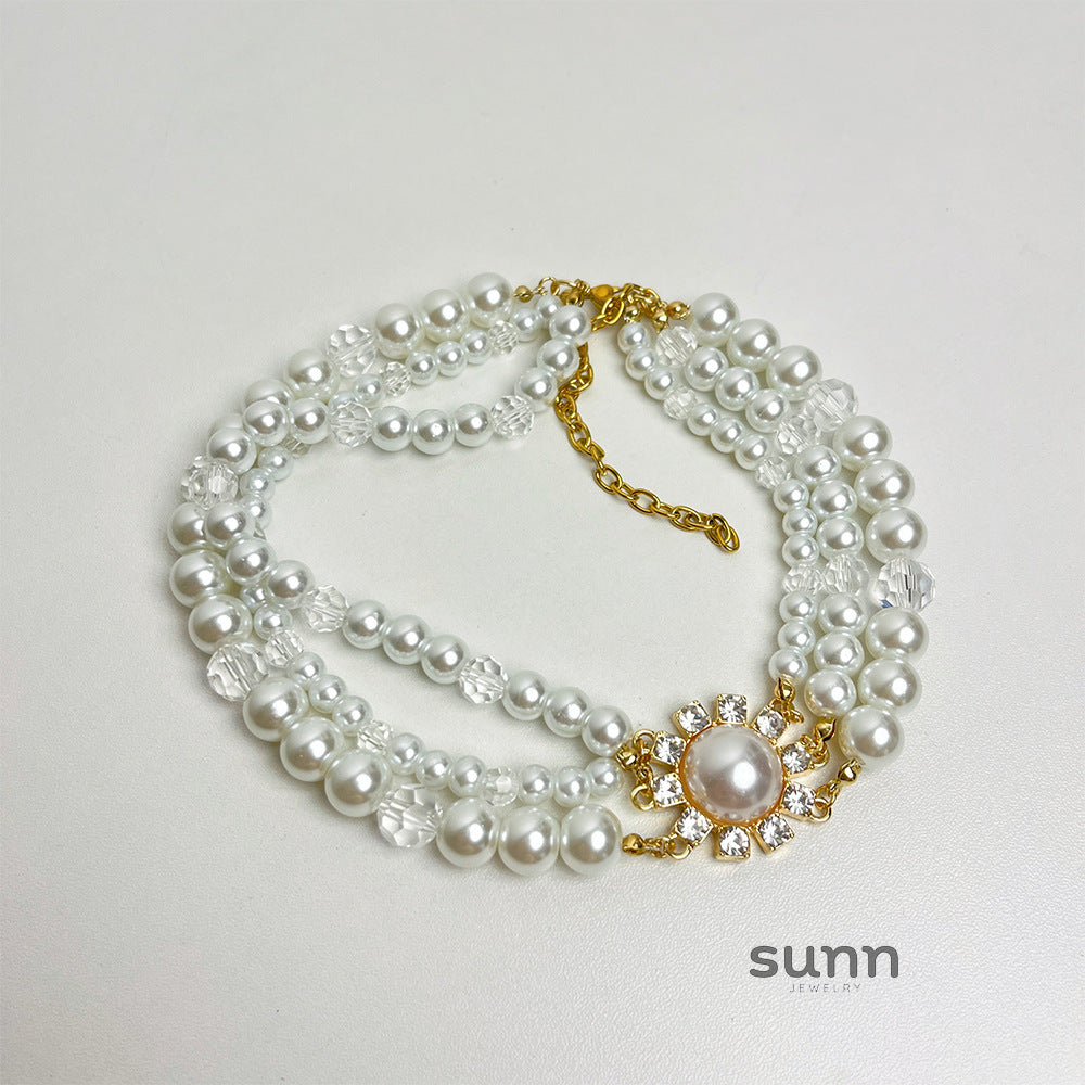 Eniyah Layered Pearl Heart Necklace [OPU4P899]