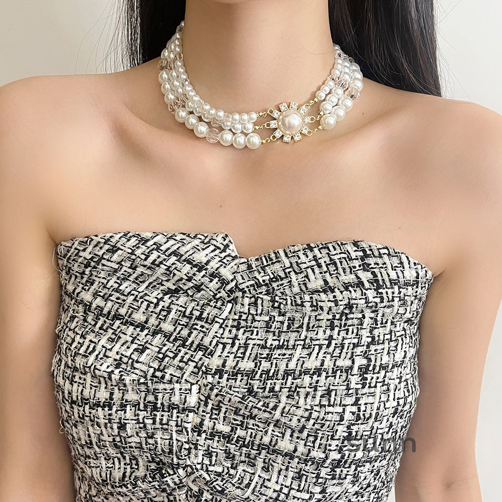 Eniyah Layered Pearl Heart Necklace [JDDQFMVQ]