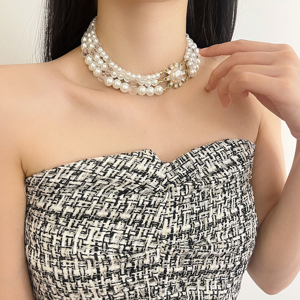 Eniyah Layered Pearl Heart Necklace [JDDQFMVQ]