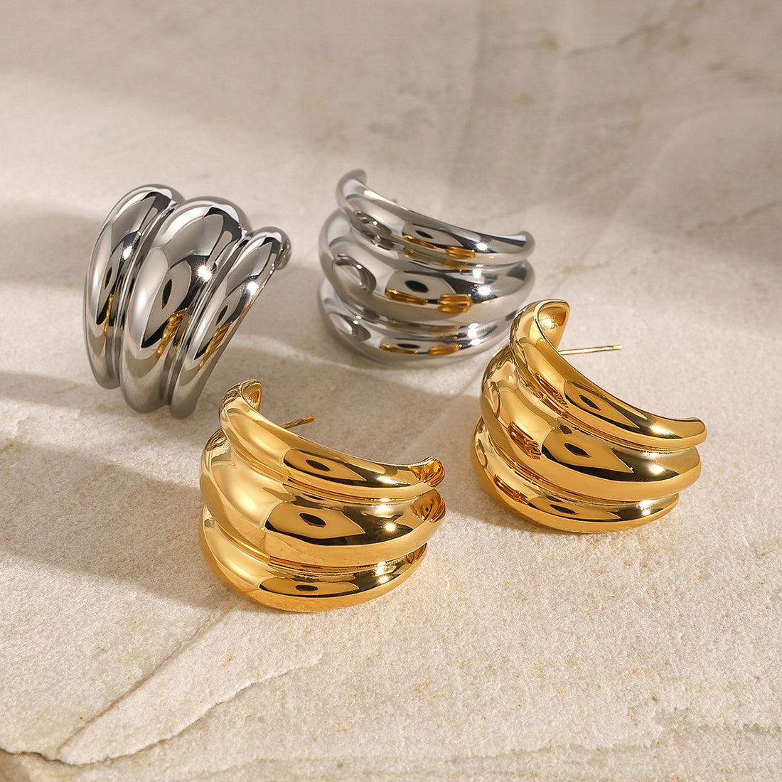 Enya Sculptural Gold-Tone Earrings [2DLM5R2M]