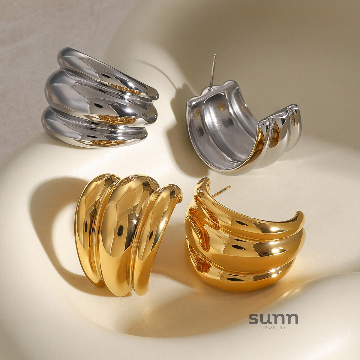 Enya Sculptural Gold-Tone Earrings [AX3N99NU]