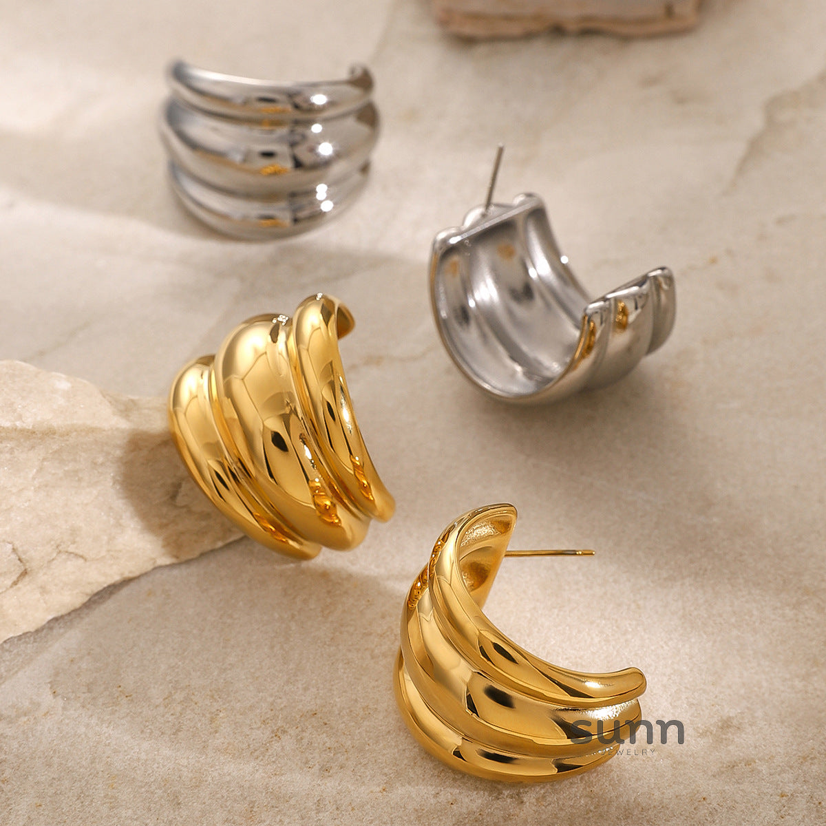 Enya Sculptural Gold-Tone Earrings [MFWFVXJ2]