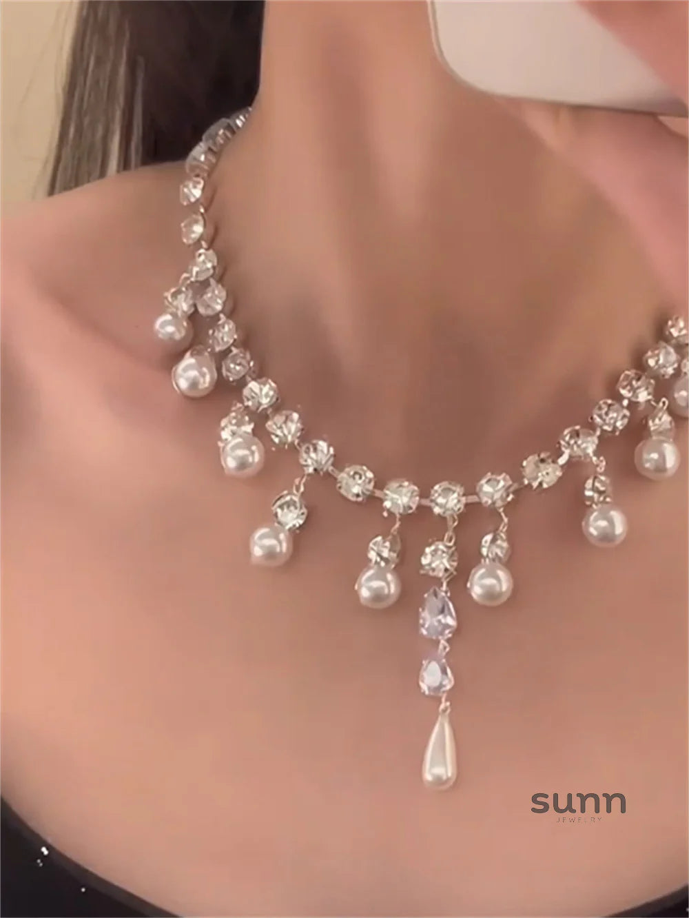 Erabella Crystal Pearl Choker