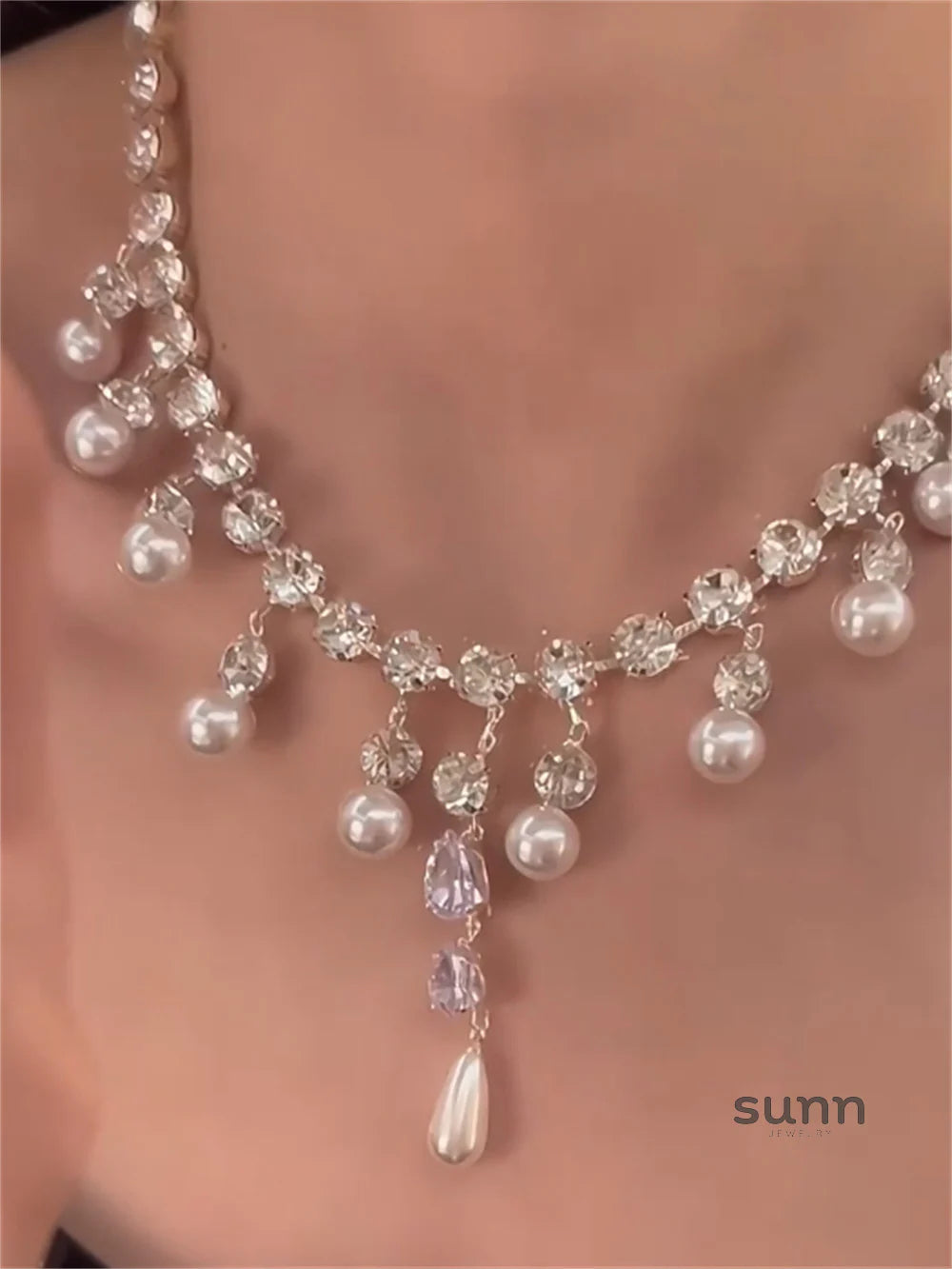 Erabella Crystal Pearl Choker