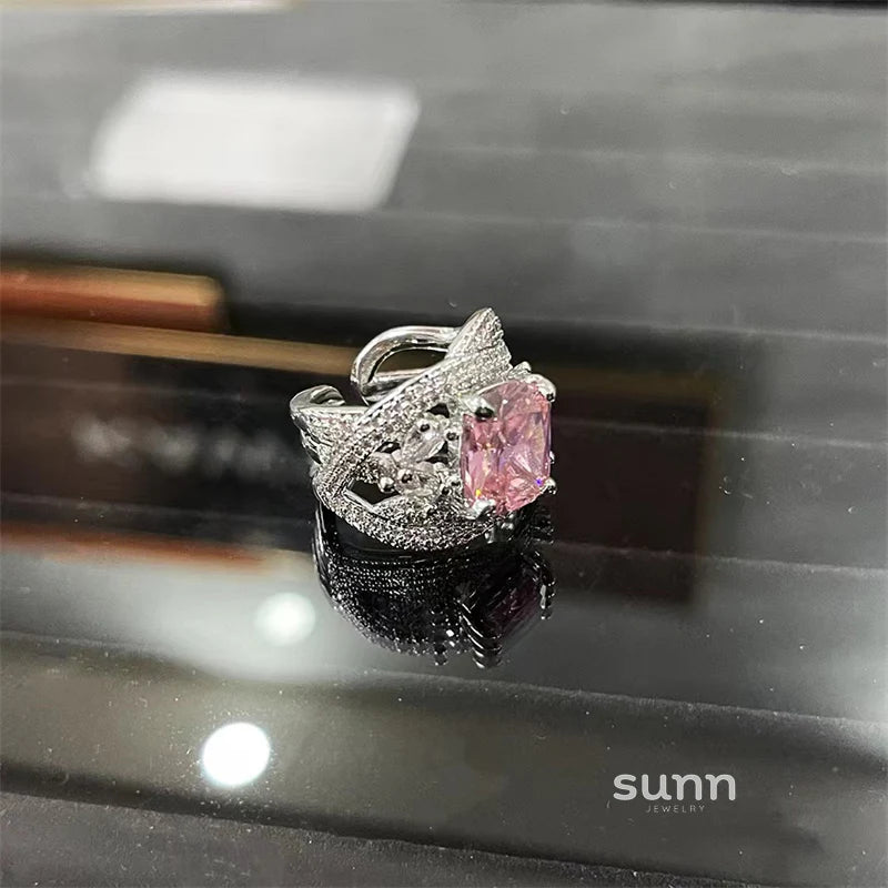 Erabella Pink Floral Gemstone Ring