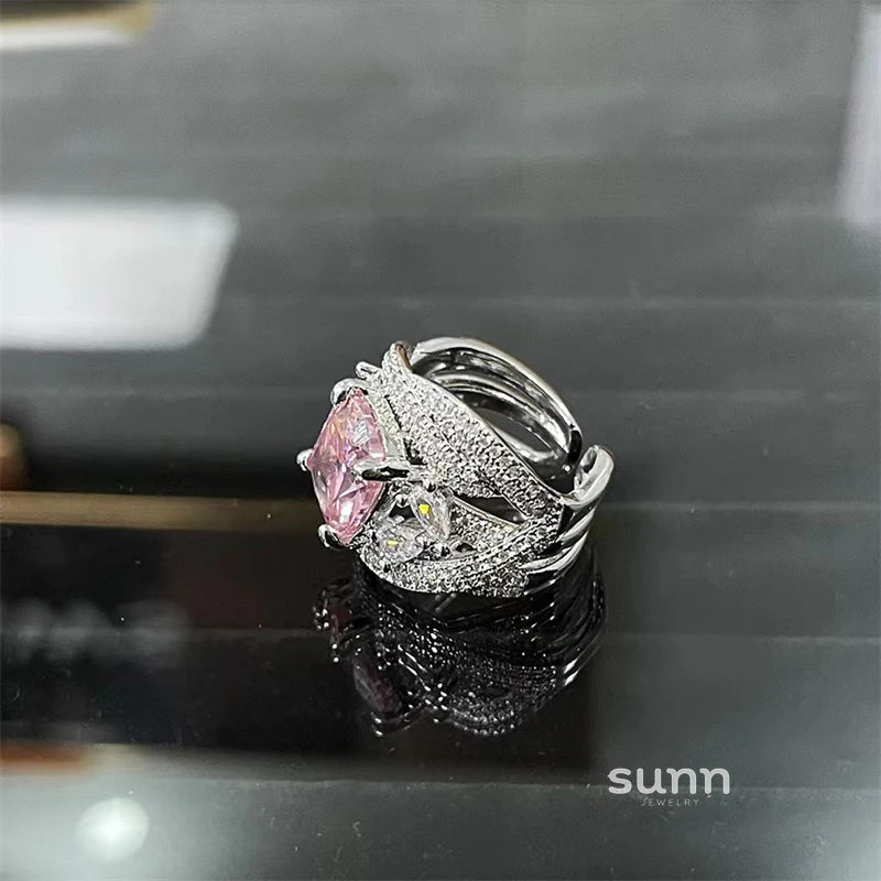 Erabella Pink Floral Gemstone Ring