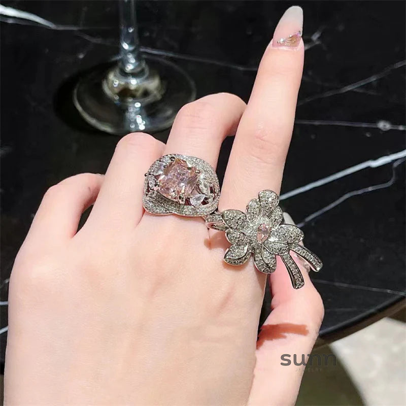 Erabella Pink Floral Gemstone Ring
