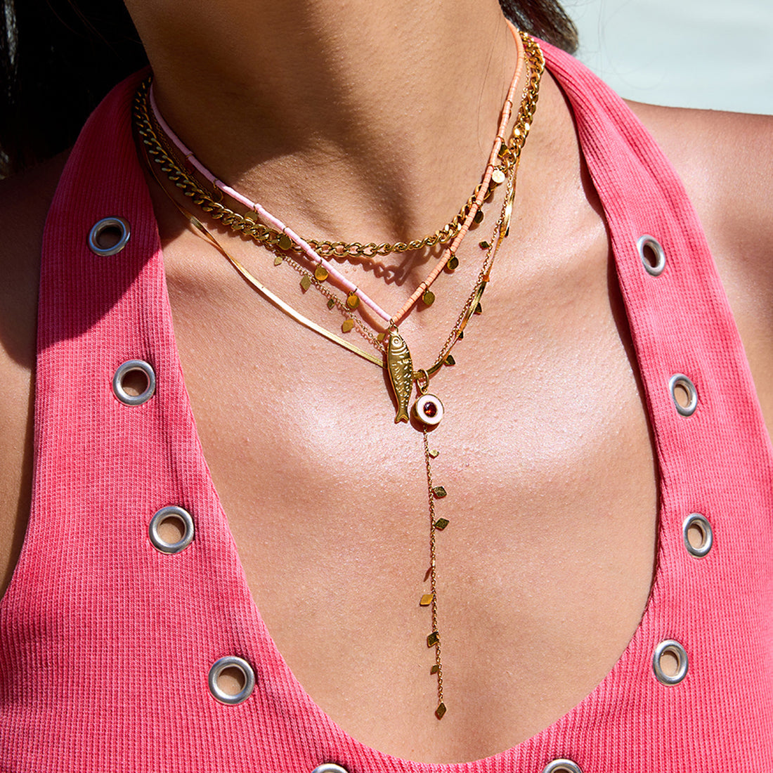 Erielle Stainless Fish Necklace [LWUS4B3V]