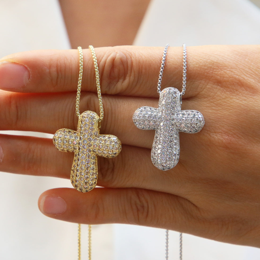 Erykah Pave Cross Pearl Necklace [W2W7TIP6]