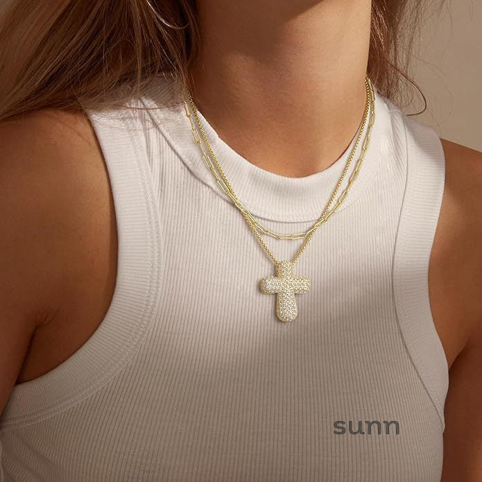 Erykah Pave Cross Pearl Necklace [ITHD4829]