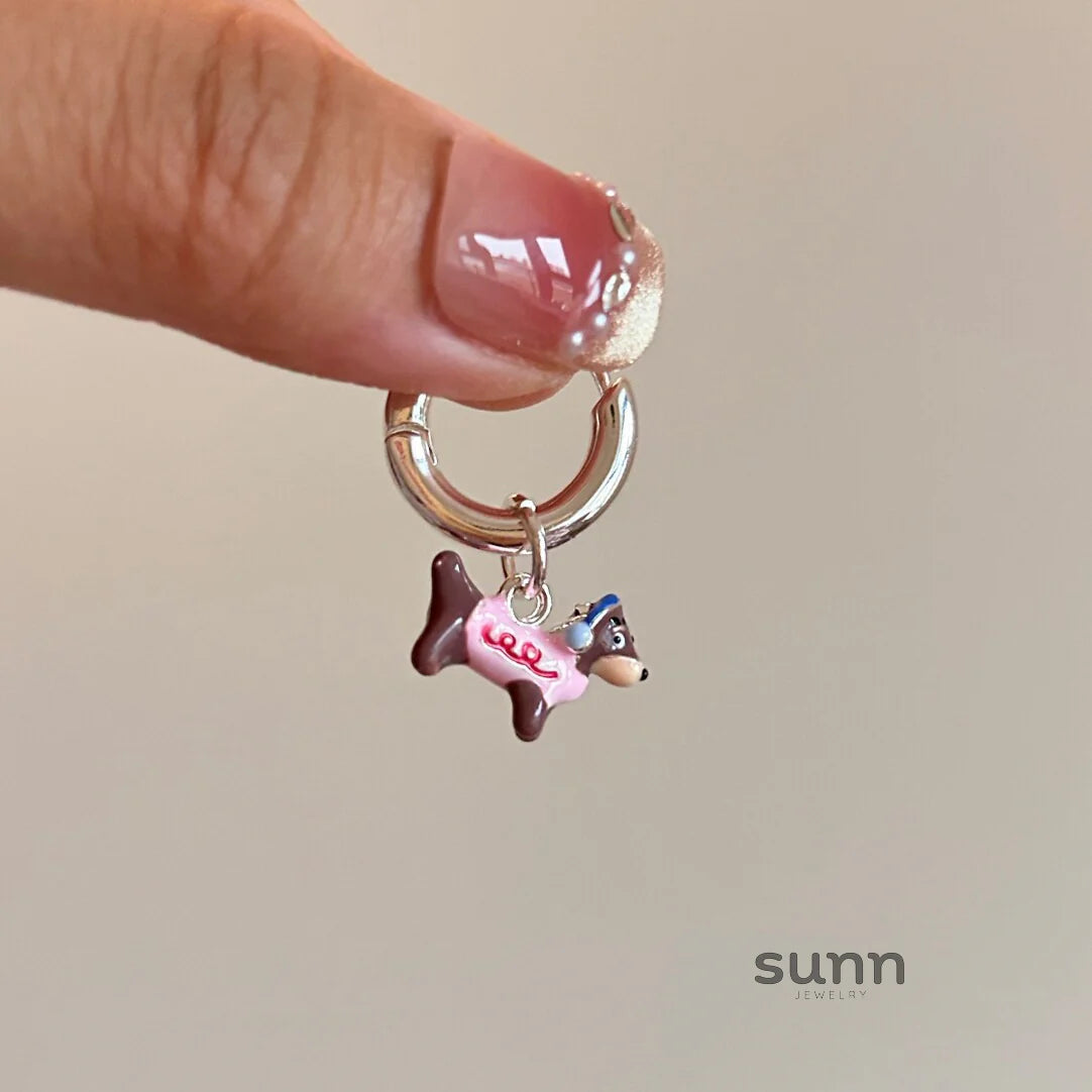 Esmeralda Pink Dachshund Earrings