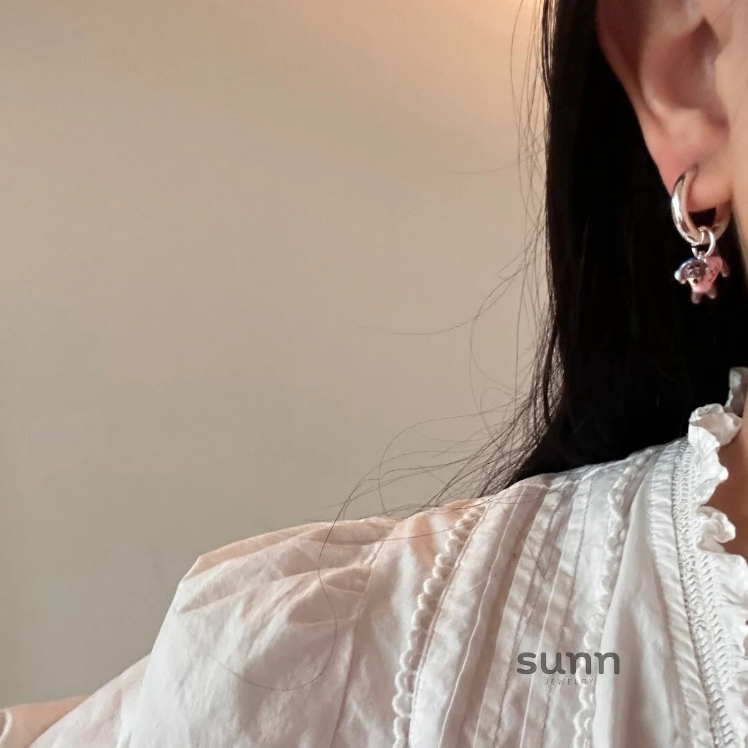 Esmeralda Pink Dachshund Earrings
