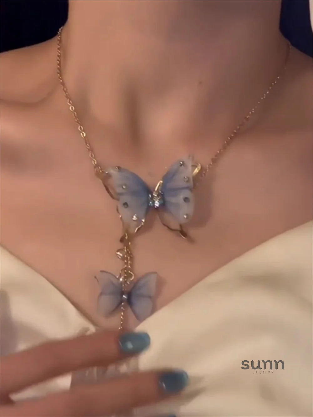 Esther Butterfly Pearl Tassel Necklace