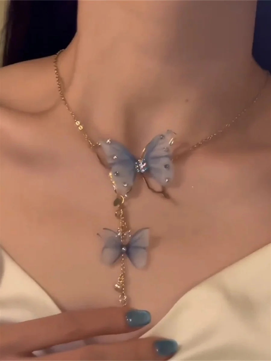 Esther Butterfly Pearl Tassel Necklace