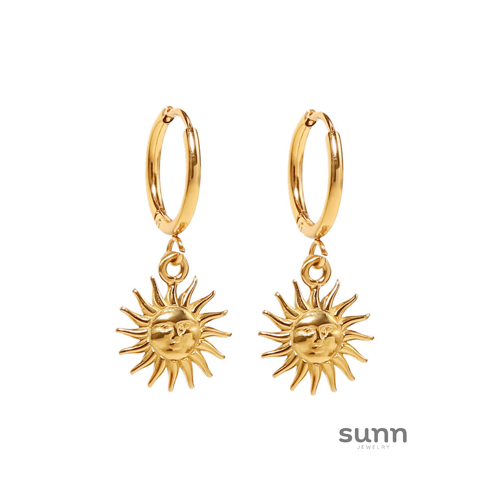 Esty Gold Sun Pendant Earrings [5QTKK8F2]