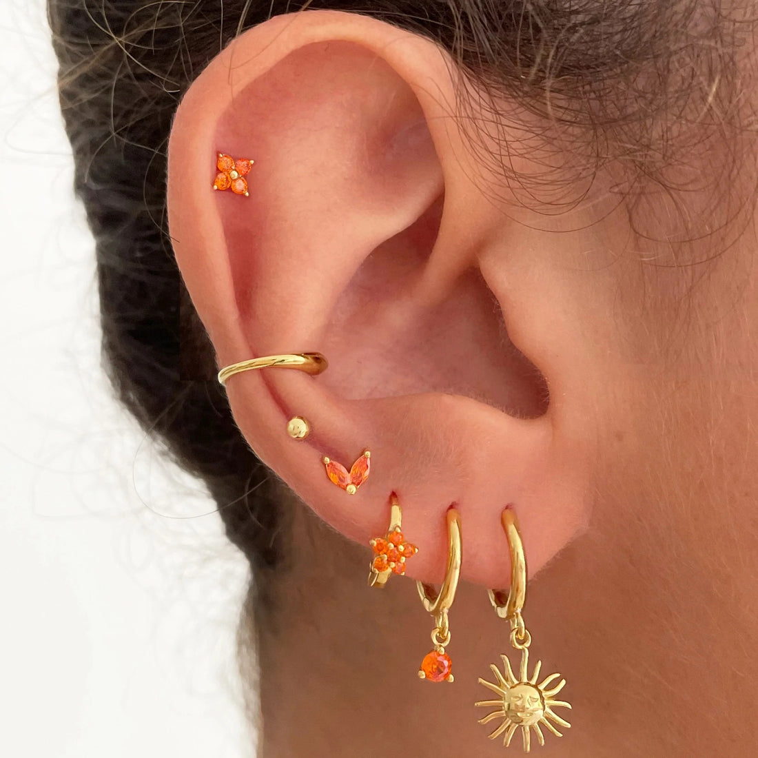 Esty Gold Sun Pendant Earrings [4ODCQ3FJ]