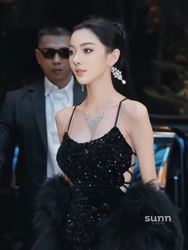 Ethel Diamond Tassel Necklace Set [6KFNGDEN]