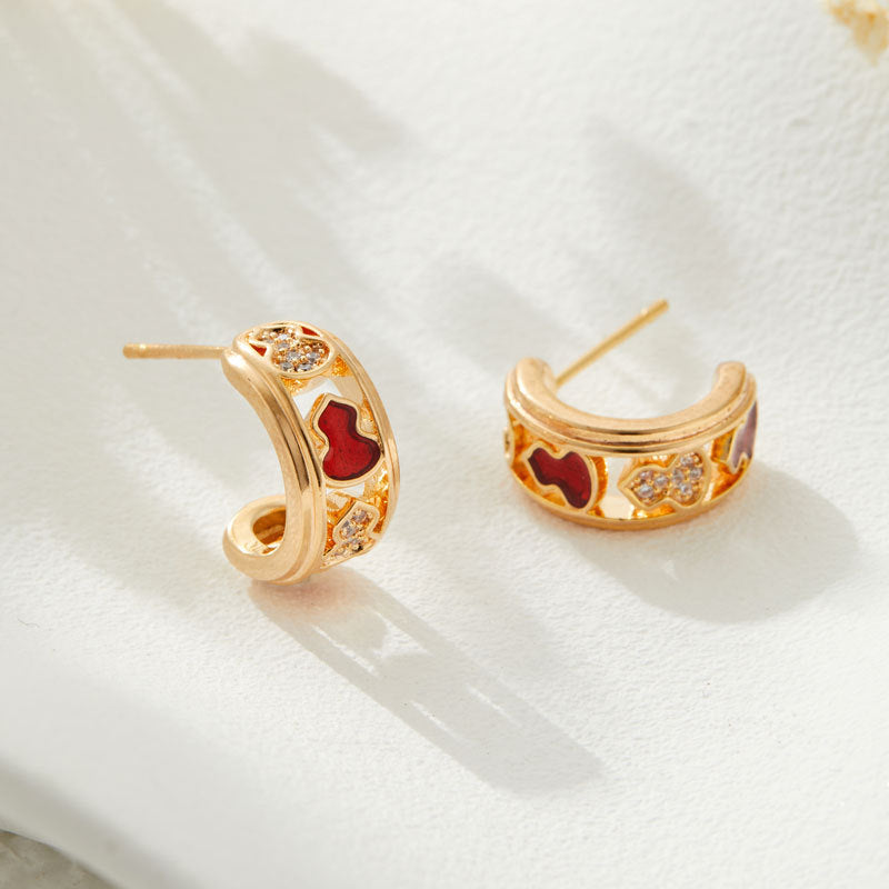 Etty Red Enamel Gourd Earrings [OY5OI3LE]