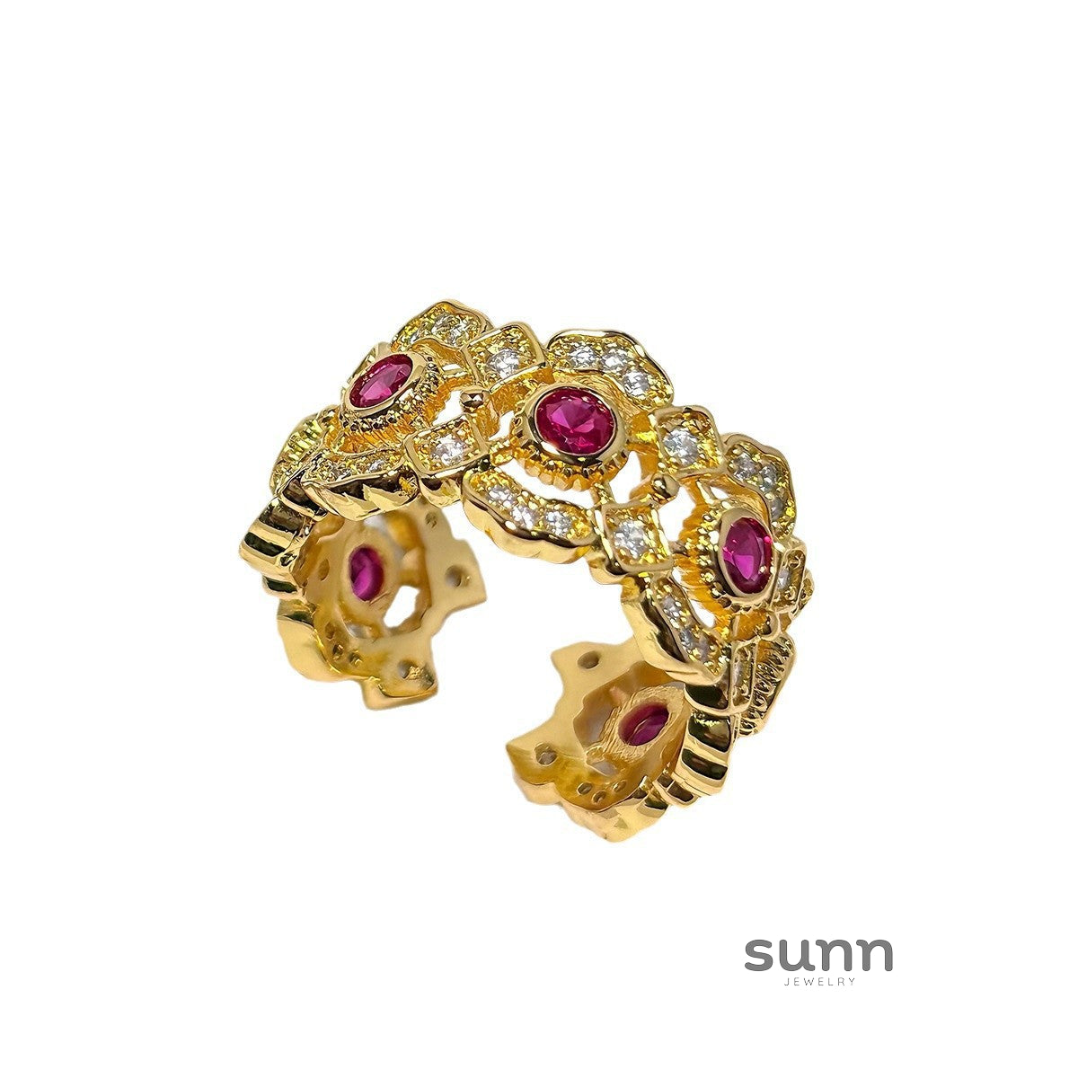 Eulalia Red Crystal Halo Ring [HNIPDSC7]