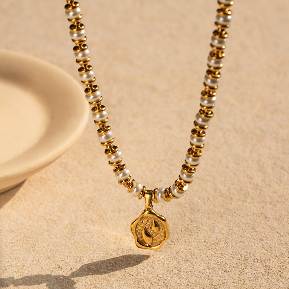 Evaleigh Layered Pearl Coin Necklace [6L64J7HR]