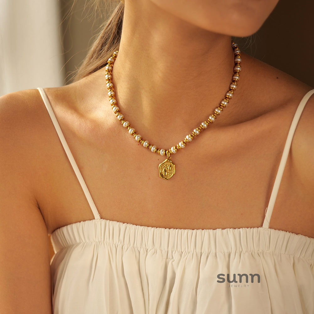 Evaleigh Layered Pearl Coin Necklace [JIRRQZTE]