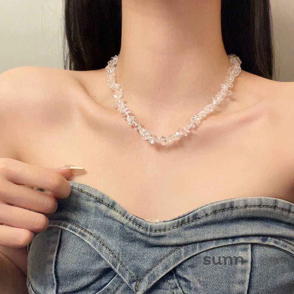 Evelyne Asymmetrical Crystal Necklace [QJG910XJ]