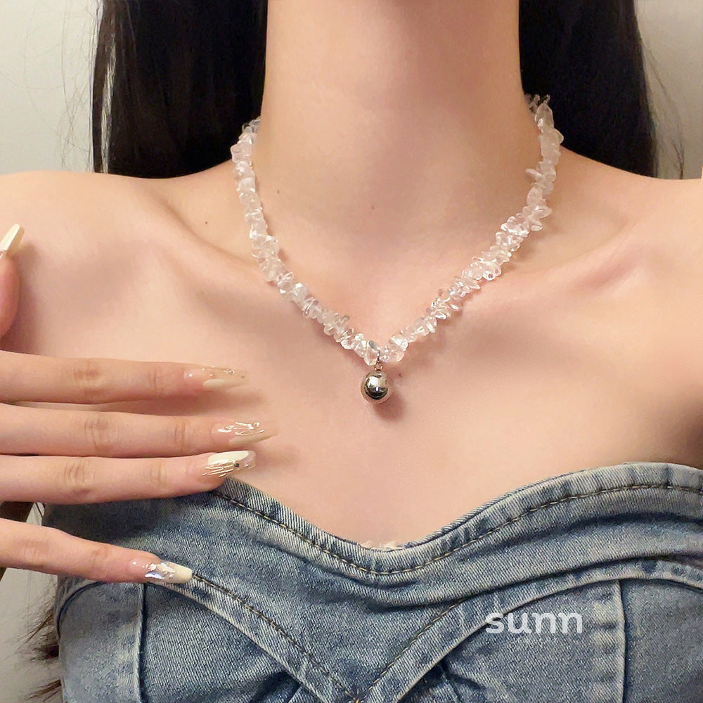 Evelyne Asymmetrical Crystal Necklace [HF1MD01R]