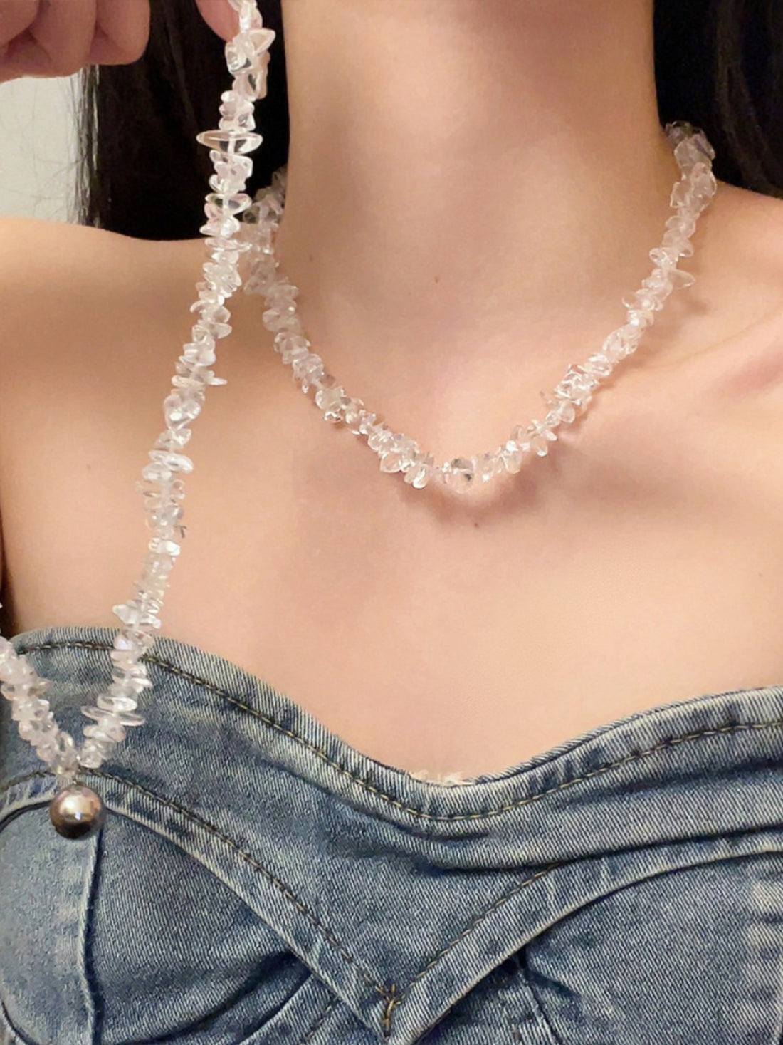 Evelyne Asymmetrical Crystal Necklace [MZUMP0FU]