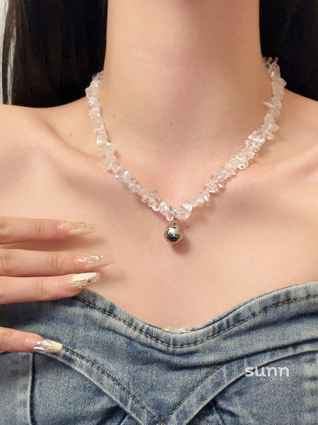 Evelyne Asymmetrical Crystal Necklace [MZUMP0FU]
