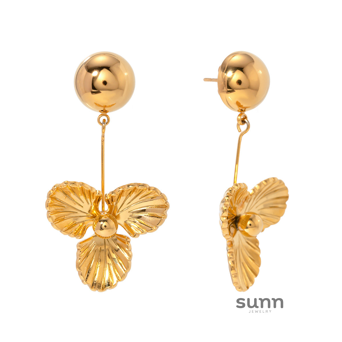 Evelyne Gold Flower Hoop Earrings [VCO8MAAM]