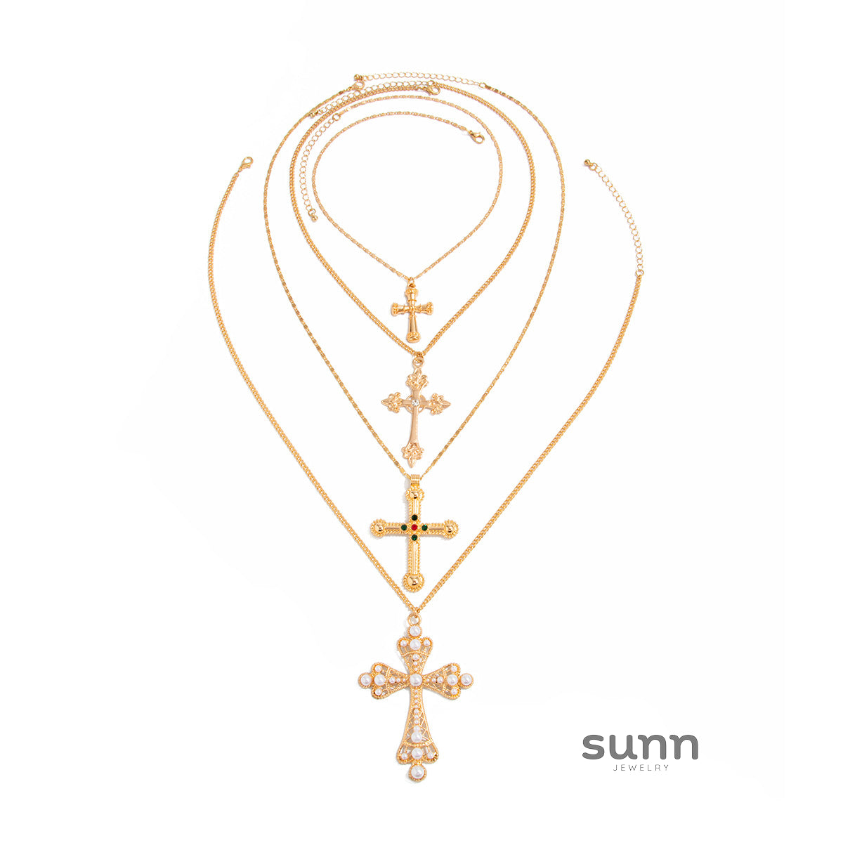 Everlee Layered Cross Necklace [HQ92LYR8]