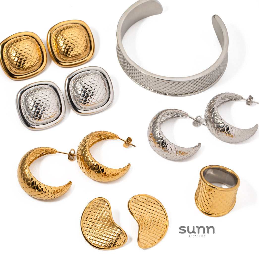 Evette Fish Scale Earring Ring Set [IYCI3C9C]