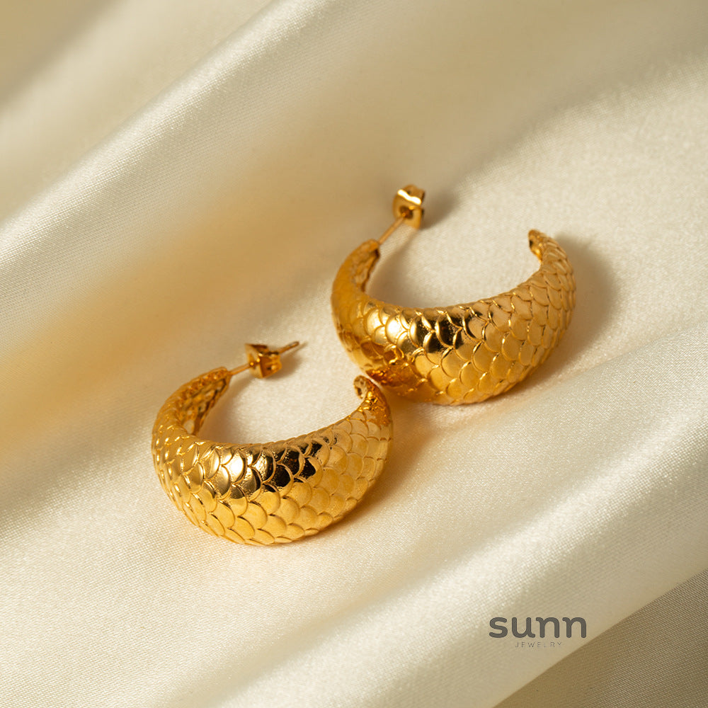Evette Fish Scale Earring Ring Set [CEEZGL1N]