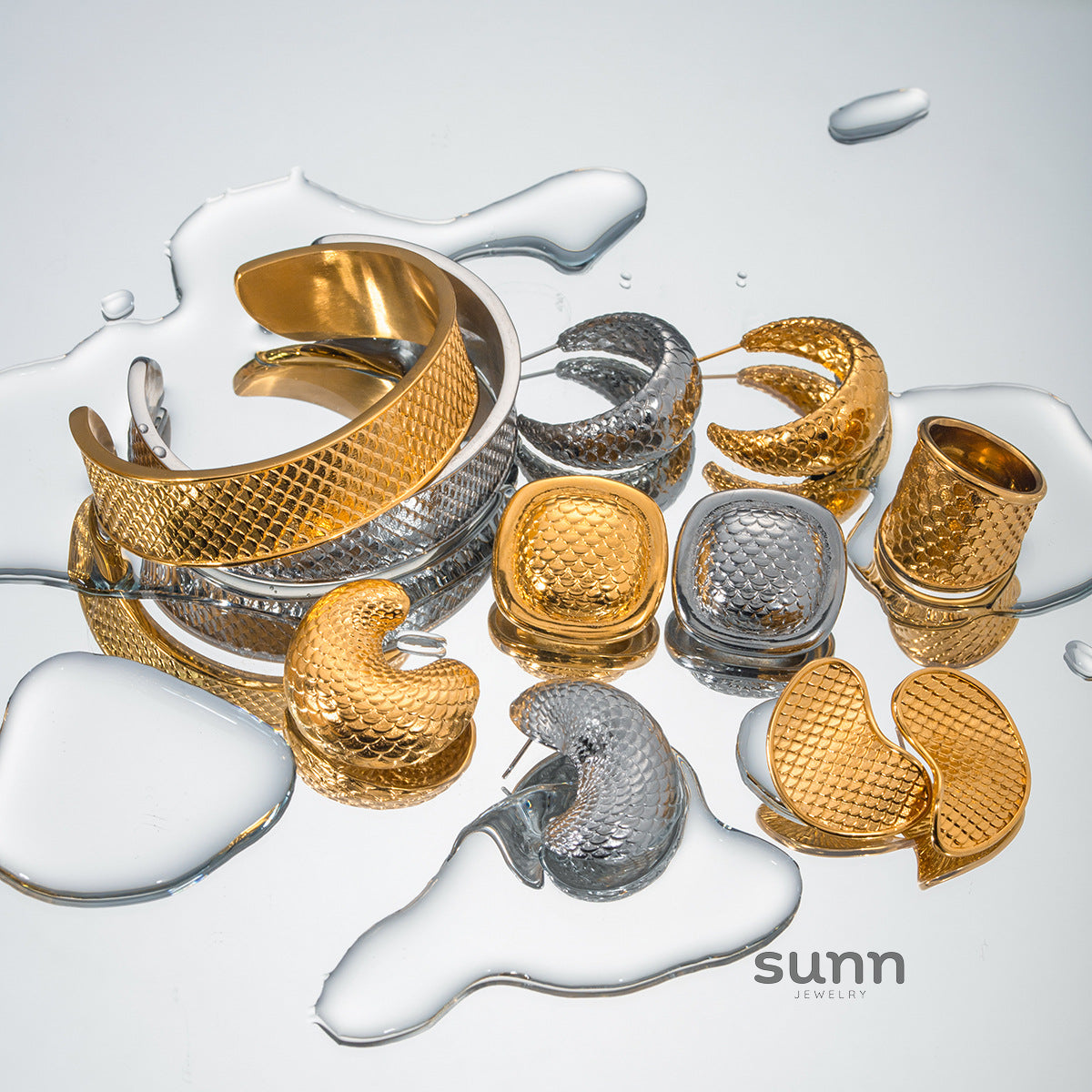 Evette Fish Scale Earring Ring Set [4UQOB58F]
