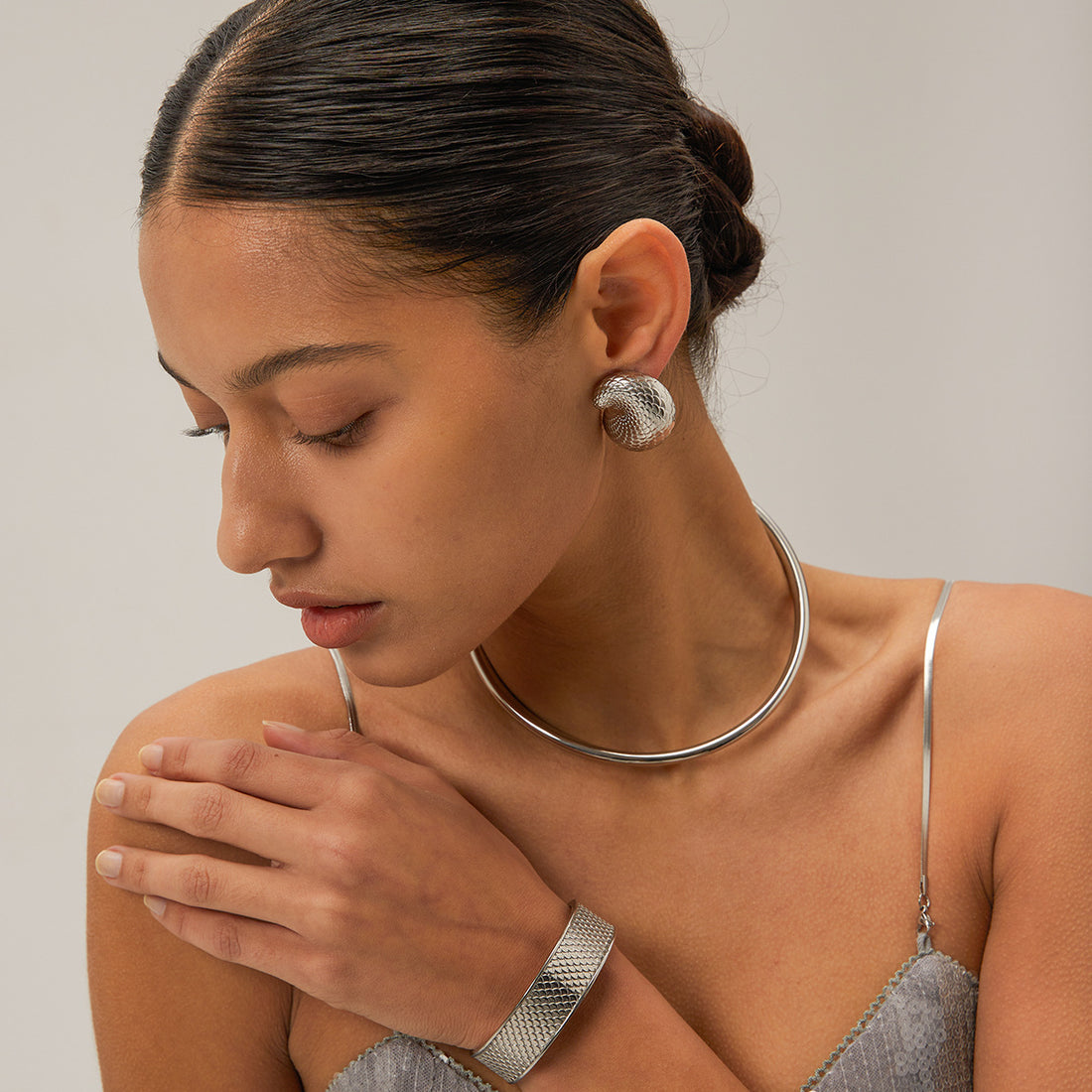 Evette Fish Scale Earring Ring Set [W4K39L67]