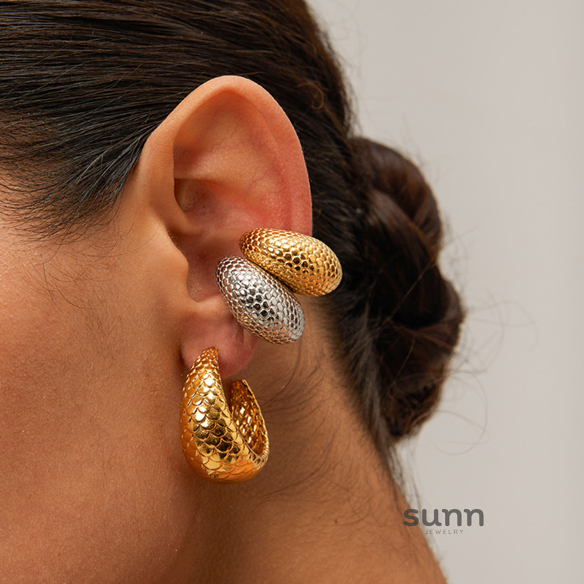 Evette Fish Scale Earring Ring Set [CLXW0HNP]