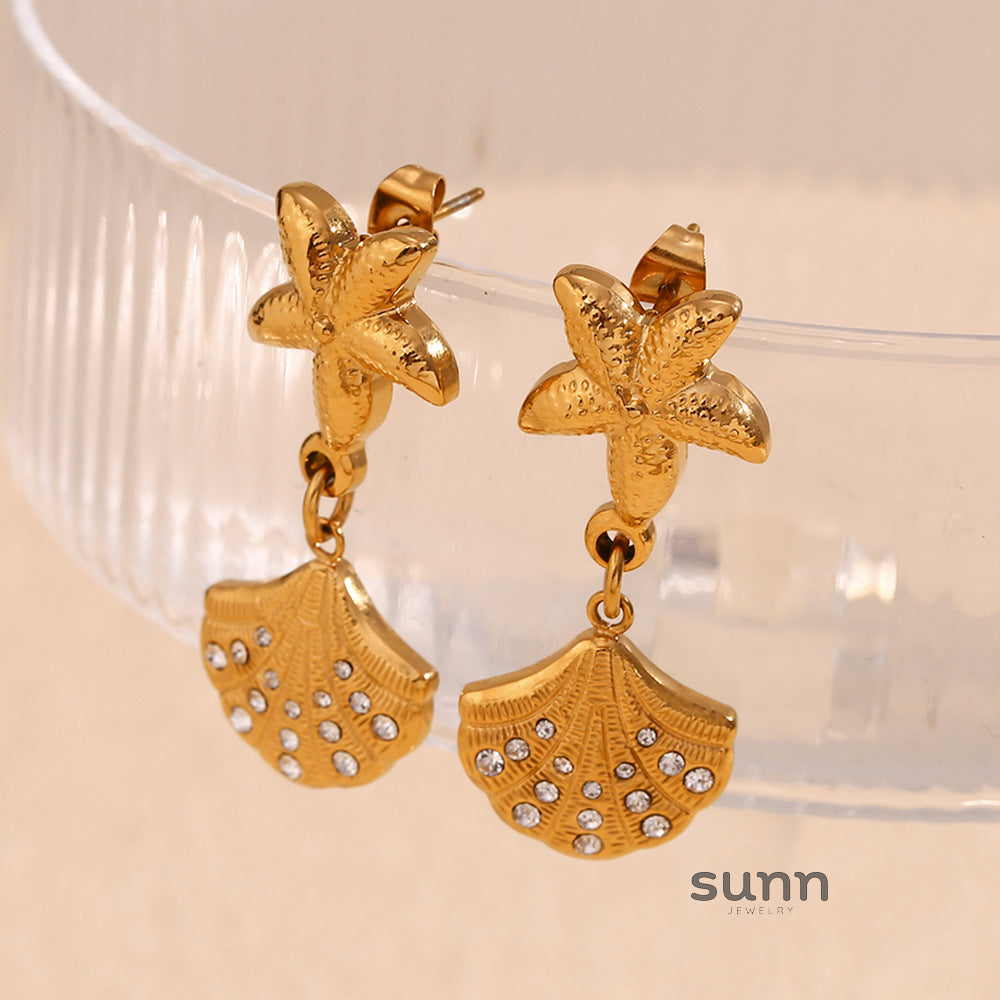 Evette Pearl Starfish Earrings [LFW5C1WH]