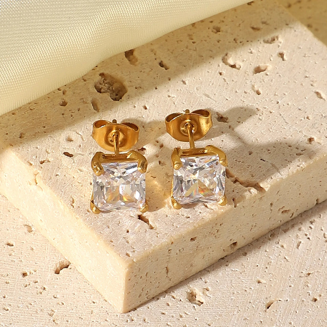 Evette Square Zircon Stud Earrings