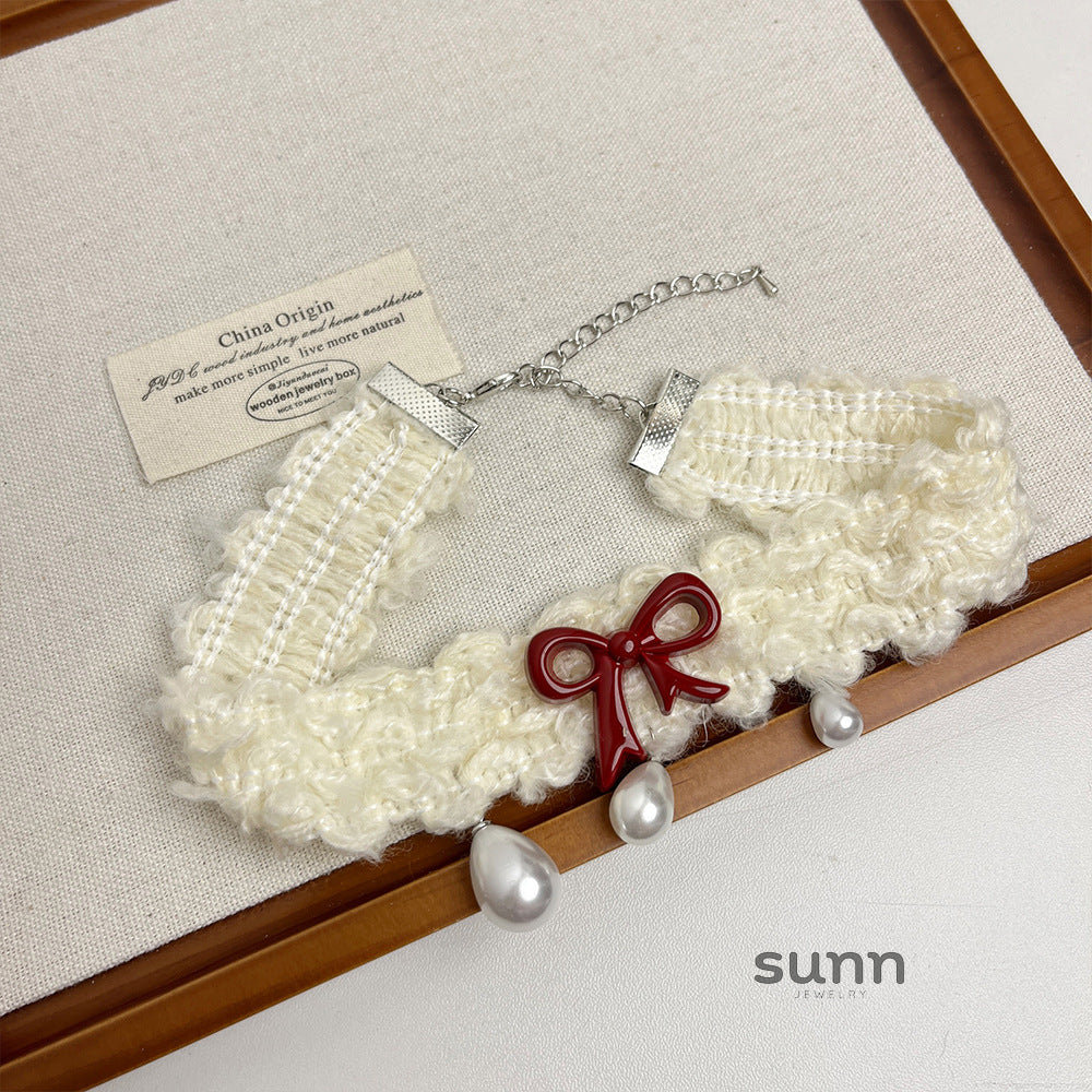 Evy Pearl Bow Choker [SB73ADG2]