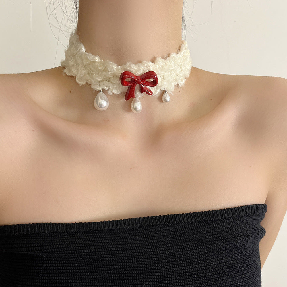 Evy Pearl Bow Choker [AHIQE2OU]