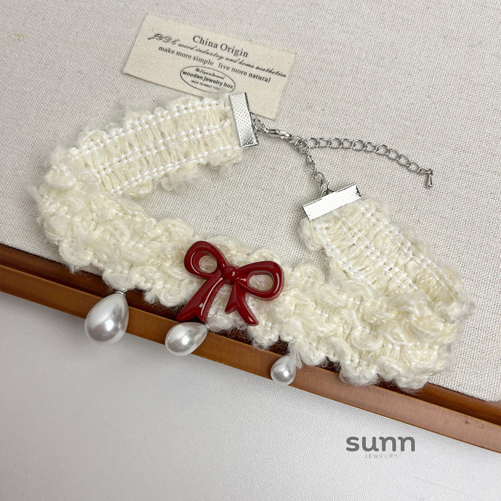 Evy Pearl Bow Choker [4OPY2LGE]