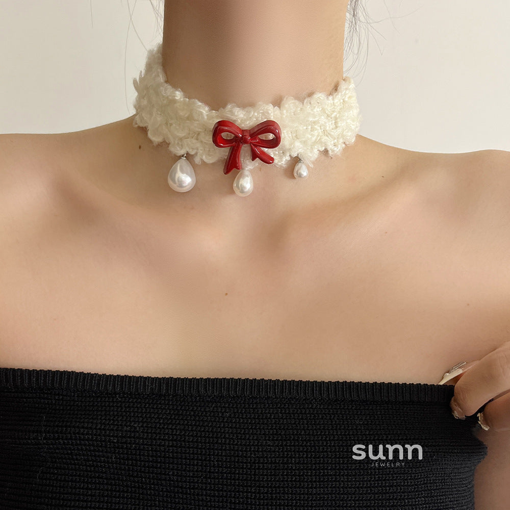 Evy Pearl Bow Choker [TIQP1YO5]